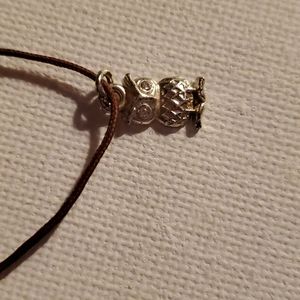 Corded owl charm necklace